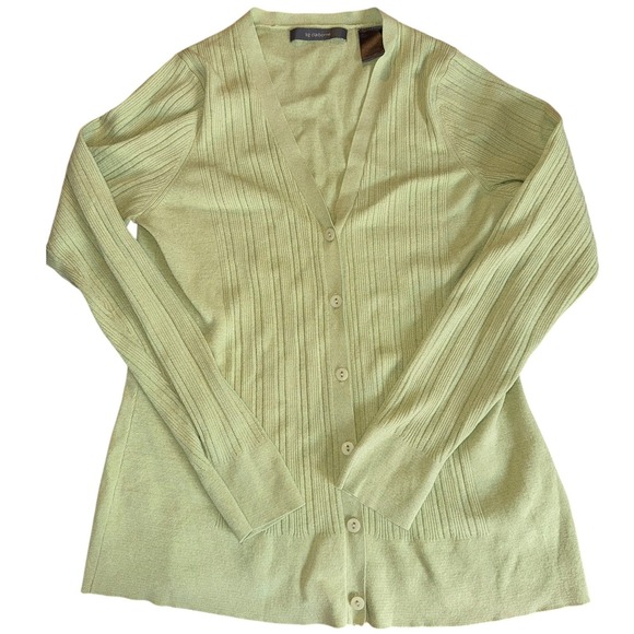 Liz Claiborne Sweaters - Liz Claiborne Light Green Ribbed V Neck‎ Button Front Cardigan Sweater Women
